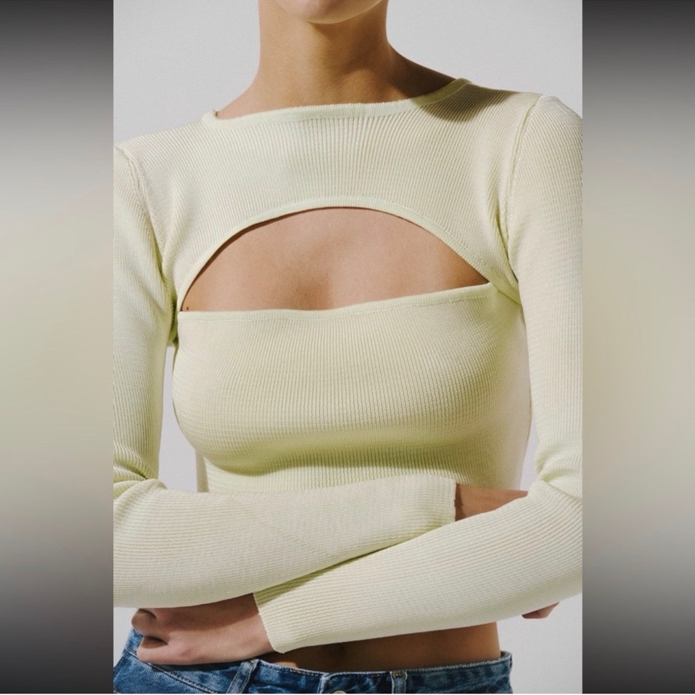 Crop Top Baobab Collection Pale Kiwi  Cutout Ribbed - Picture 3 of 10